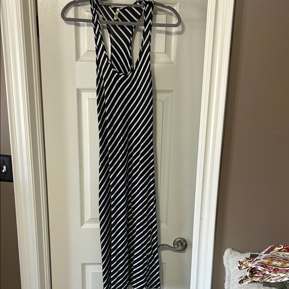Black and White Striped Maxi Dress